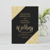 Invitation Parties scintillant d'or typographie bande chic ma (Debout devant)