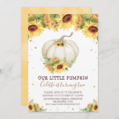 Invitation Parties scintillant d'or Un Citrouille de tourneso (Devant / Derrière)