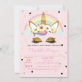 Invitation Parties scintillant d'or Unicorn Floral Rainbow Ba (Devant)