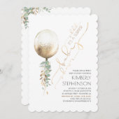 Invitation Parties scintillant d'or verdure Balloon Baby show (Devant / Derrière)