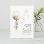 Invitation Parties scintillant d'or verdure Balloon Baby show (Debout devant)