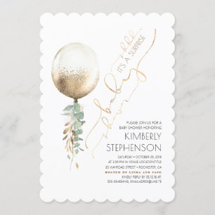 Invitation Parties scintillant d'or verdure Balloon Baby show
