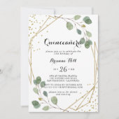 Invitation Parties scintillant d'or Verdure géométrique Quinc (Devant)