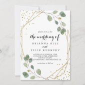 Invitation Parties scintillant d'or Vert Eucalyptus Le Mariag (Devant)