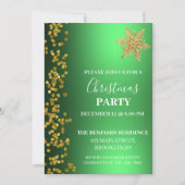 Invitation Parties scintillant d'or vert Fête de Noël de Flam (Devant)