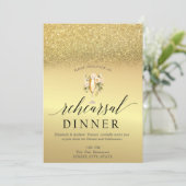 Invitation Parties scintillant d'or Vin Verre Fleurs de répét (Debout devant)