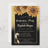 Invitation Parties scintillant d'or, Vin, Verre, Fleurs de so (Devant)