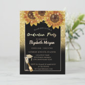 Invitation Parties scintillant d'or, Vin, Verre, Fleurs de so (Debout devant)