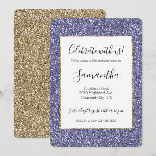 Invitation Parties scintillant d'or violet