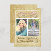 Invitation Parties scintillant d'or violet 3x5 Grad Faire-par (Devant / Derrière)