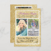 Invitation Parties scintillant d'or violet 3x5 Grad Faire-par (Devant / Derrière)