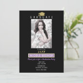 Invitation Parties scintillant d'or violet de marbre glam Par (Debout devant)