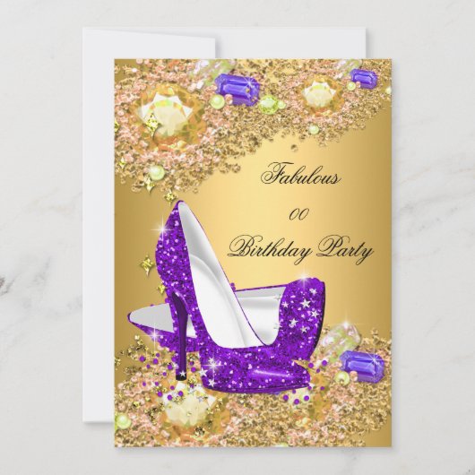 Invitation Parties scintillant d'or violet hauts talons Fabri (Devant)