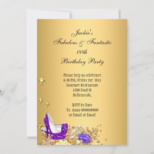 Invitation Parties scintillant d'or violet hauts talons Fabri (Dos)