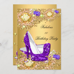 Invitation Parties scintillant d'or violet hauts talons Fabri