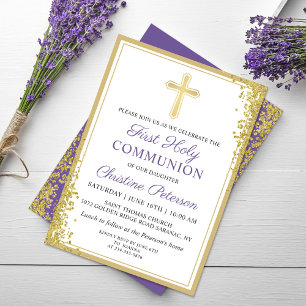 Invitation Parties scintillant d'or violet lavande première s