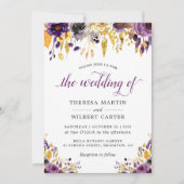 Invitation Parties scintillant d'or violet modernes Mariage f (Devant)