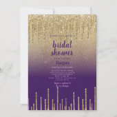 Invitation Parties scintillant d'or violet ombre goutte Fête  (Devant)