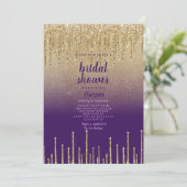 Invitation Parties scintillant d'or violet ombre goutte Fête  (Debout devant)