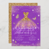 Invitation Parties scintillant d'or violet papillon Gown Quin (Devant / Derrière)