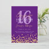 Invitation Parties scintillant d'or violet photo Surprise Swe (Debout devant)
