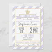 Invitation Parties scintillant d'or violet princesse Baby sh (Devant)
