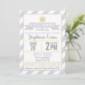 Invitation Parties scintillant d'or violet princesse Baby sh (Debout devant)