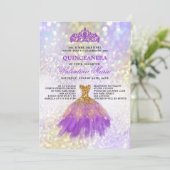 Invitation Parties scintillant d'or violet Quinceaneara Party (Debout devant)