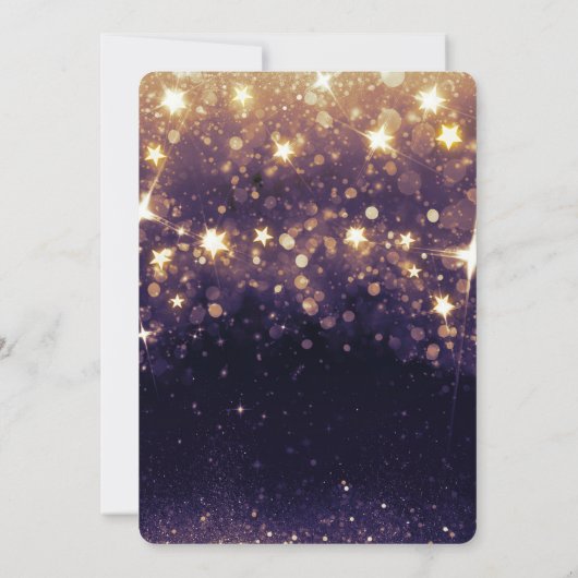 Invitation Parties scintillant d'or violet sous la fête des é (Dos)