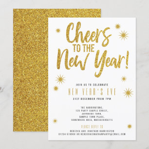 Invitation Parties scintillant d'or White Nouvel An's Eve Par