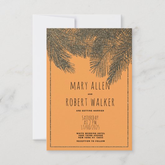 Invitation Parties scintillant d'oranger rustique mariage de  (Devant)