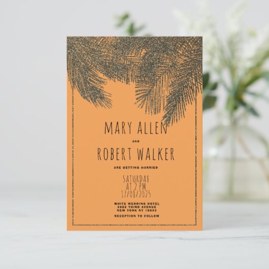 Invitation Parties scintillant d'oranger rustique mariage de  (Debout devant)