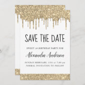 Invitation Parties scintillant dorée blanche étincelle Sweet  (Devant / Derrière)