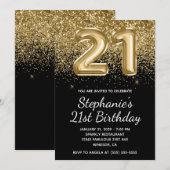 Invitation Parties scintillant dorée brillante Black Balloon  (Devant / Derrière)