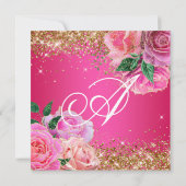Invitation Parties scintillant dorée brillante rose rose rose (Dos)