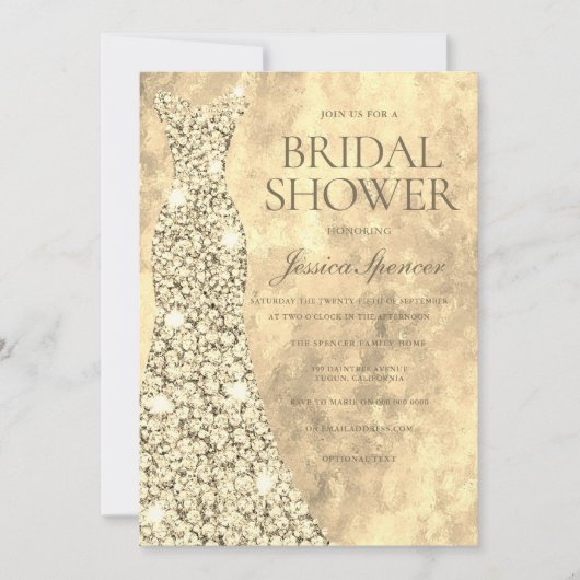 Invitation Parties scintillant dorée étincelante robe Fête de (Devant)