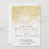 Invitation Parties scintillant dorée moderne et élégante mari (Devant)