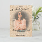 Invitation Parties scintillant dorée moderne et élégante phot (Debout devant)