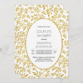 Invitation Parties scintillant dorée moderne feuille douche d (Devant / Derrière)