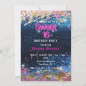 Invitation Parties scintillant dorée moderne Hot Neon Rose Sw (Devant)