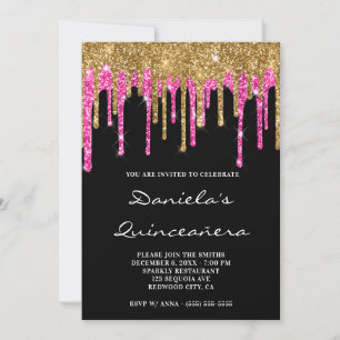 Invitation Parties scintillant dorées roses chaudes Lecteurs 