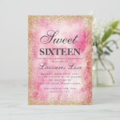 Invitation Parties scintillant Douce 16 Aquarelle rose Annive (Debout devant)