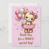 Invitation Parties scintillant d'ours rose Ballerina Merci de (Dos)