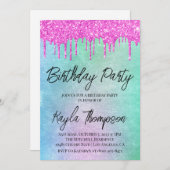 Invitation Parties scintillant Drift Arc-en-ciel Anniversaire (Devant / Derrière)