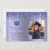 Invitation Parties scintillant Drift Blue Graduation Photo In (Devant)