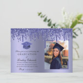 Invitation Parties scintillant Drift Blue Graduation Photo In (Debout devant)