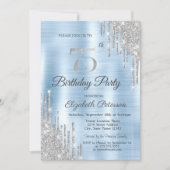 Invitation Parties scintillant Drips Argent 75e anniversaire (Devant)