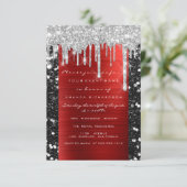 Invitation Parties scintillant Drips Argent Rouge Black Brida (Debout devant)