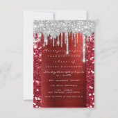 Invitation Parties scintillant Drips Argent Rouge Ruby Bridal (Devant)
