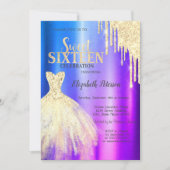Invitation Parties scintillant Drips Gold Robe Ombre Metallic (Devant)